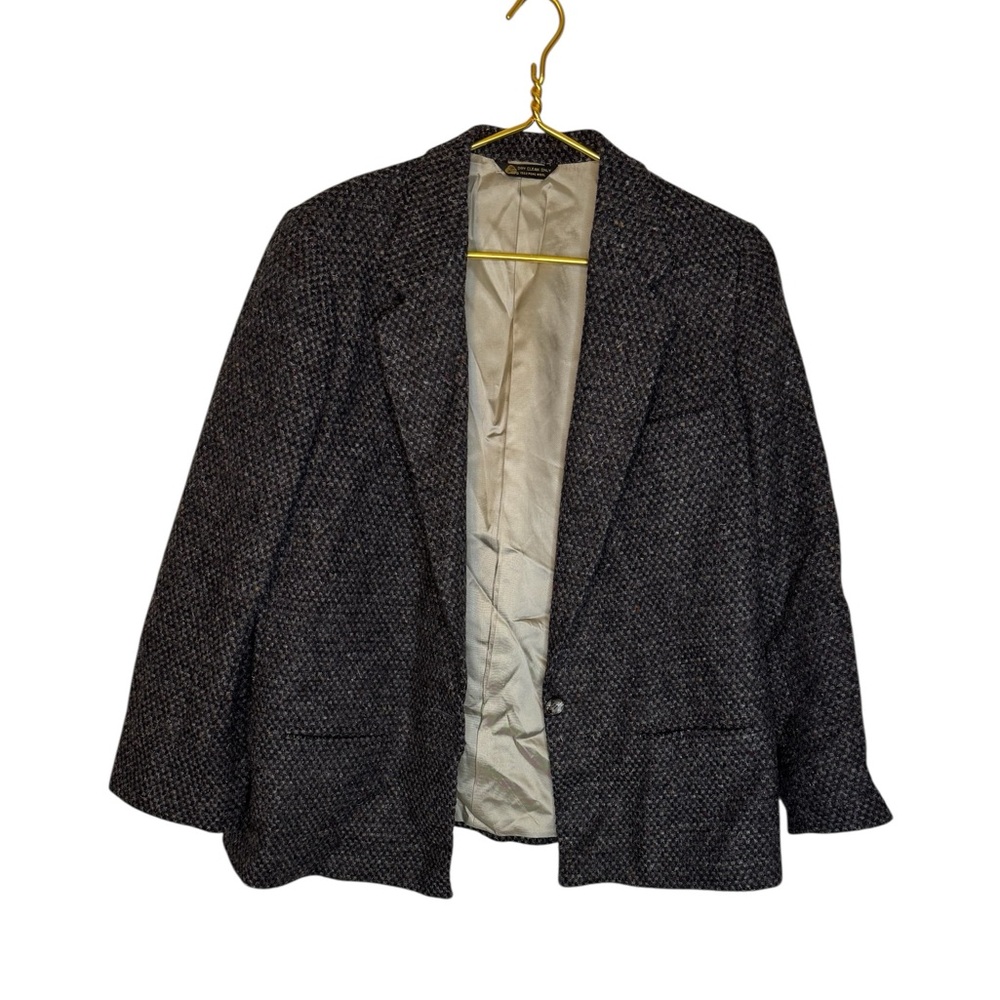 🧥 Vintage Mark Shale Women’s Wool Tweed Blazer Jacket Gray Black Sz XL Lined ✨